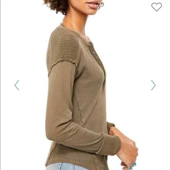 Free People Mix Military Long Sleeve Henley Boho XS Army green - Picture 5 of 7